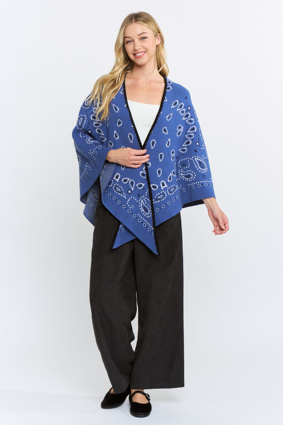 OPEN-FRONT BANDANA KIMONO CARDIGAN
