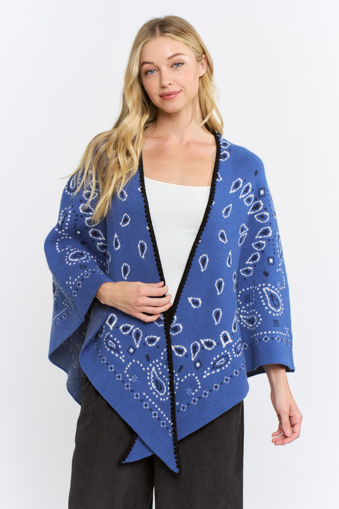 OPEN-FRONT BANDANA KIMONO CARDIGAN