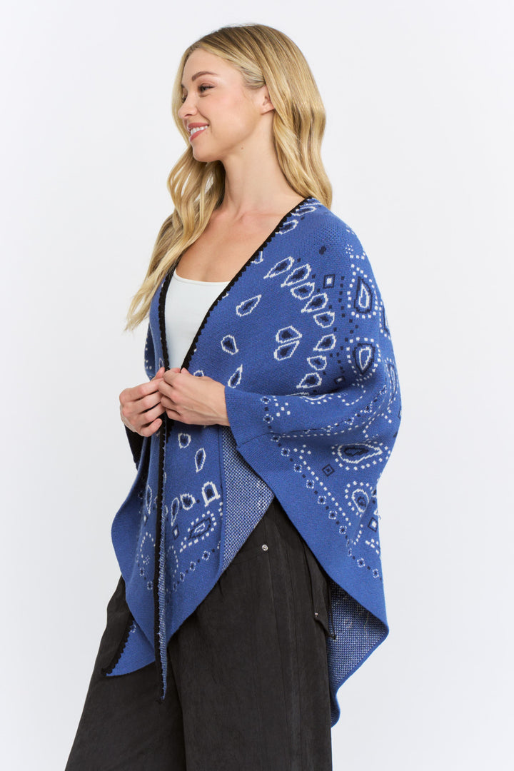 OPEN-FRONT BANDANA KIMONO CARDIGAN