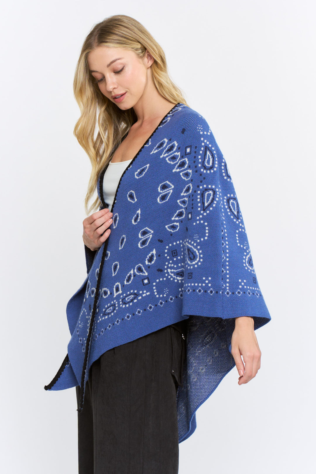 OPEN-FRONT BANDANA KIMONO CARDIGAN
