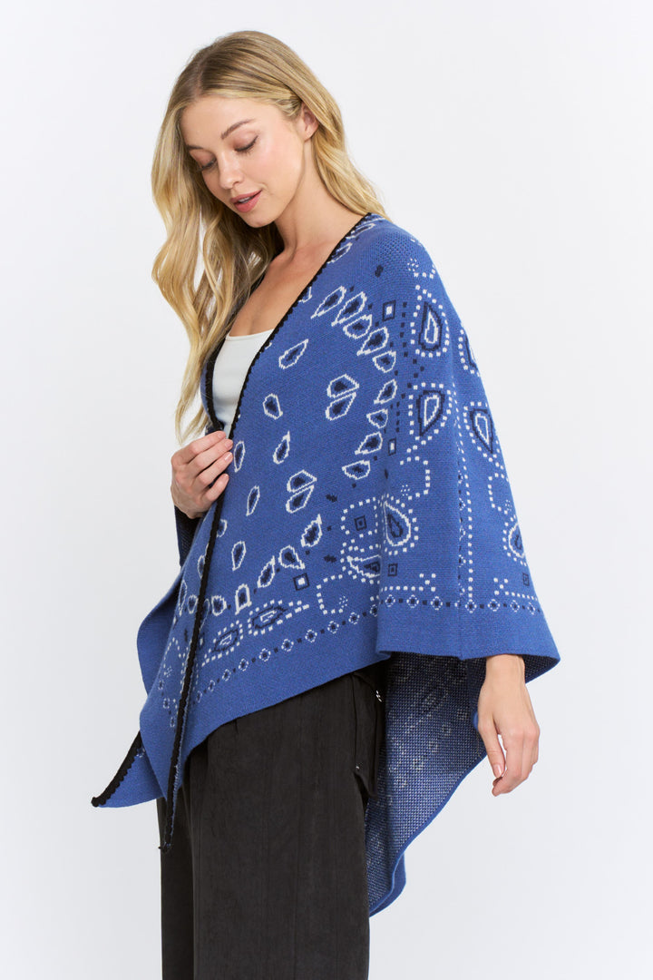 OPEN-FRONT BANDANA KIMONO CARDIGAN