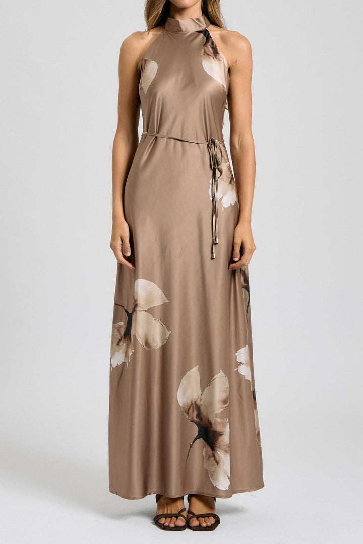 FLORAL HALTER NECK MAXI DRESS
