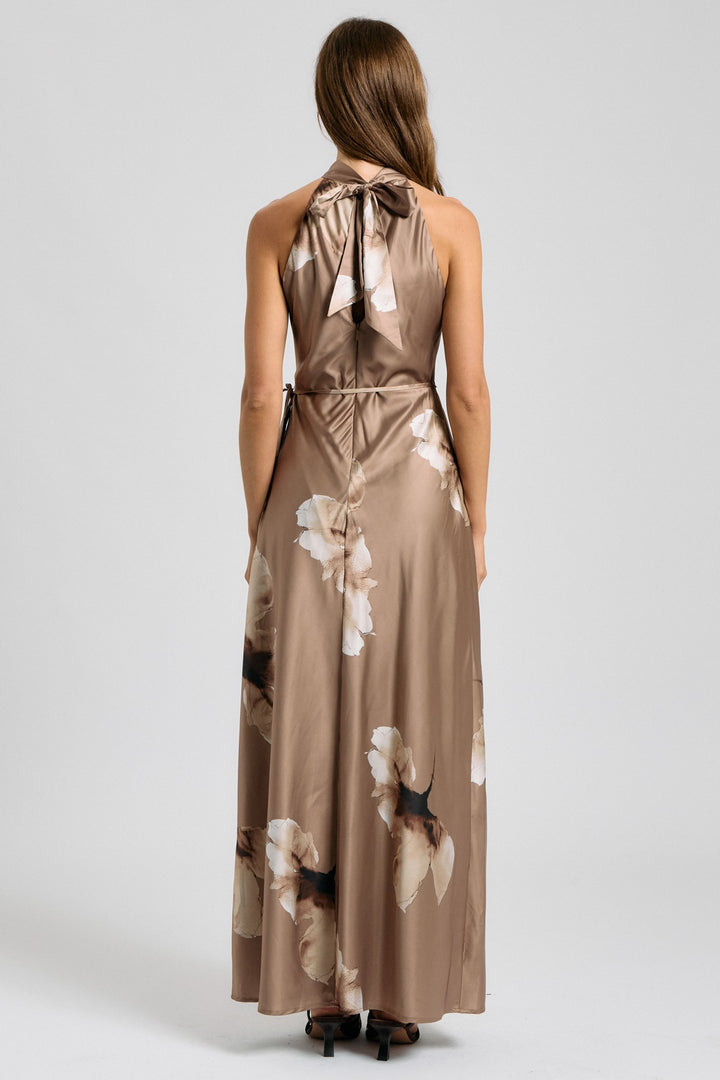 FLORAL HALTER NECK MAXI DRESS