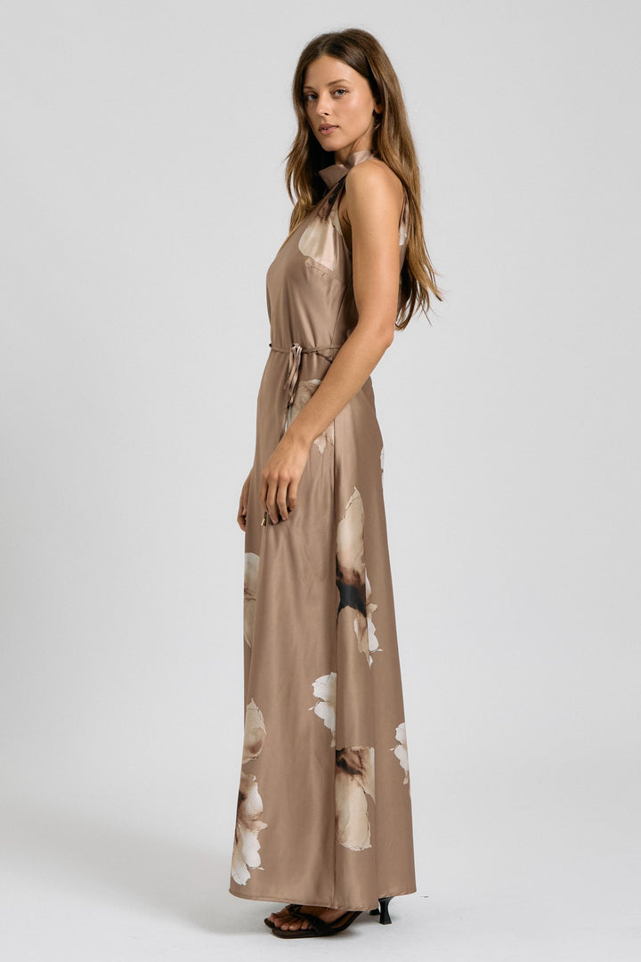 FLORAL HALTER NECK MAXI DRESS