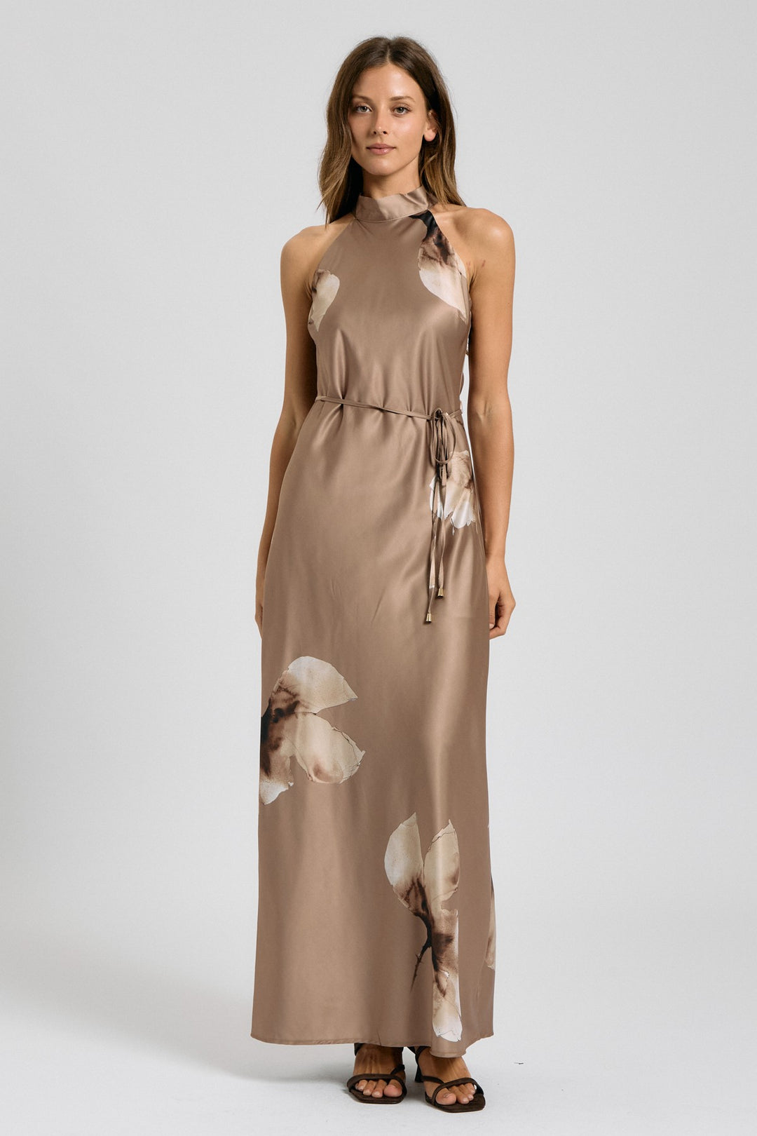 FLORAL HALTER NECK MAXI DRESS