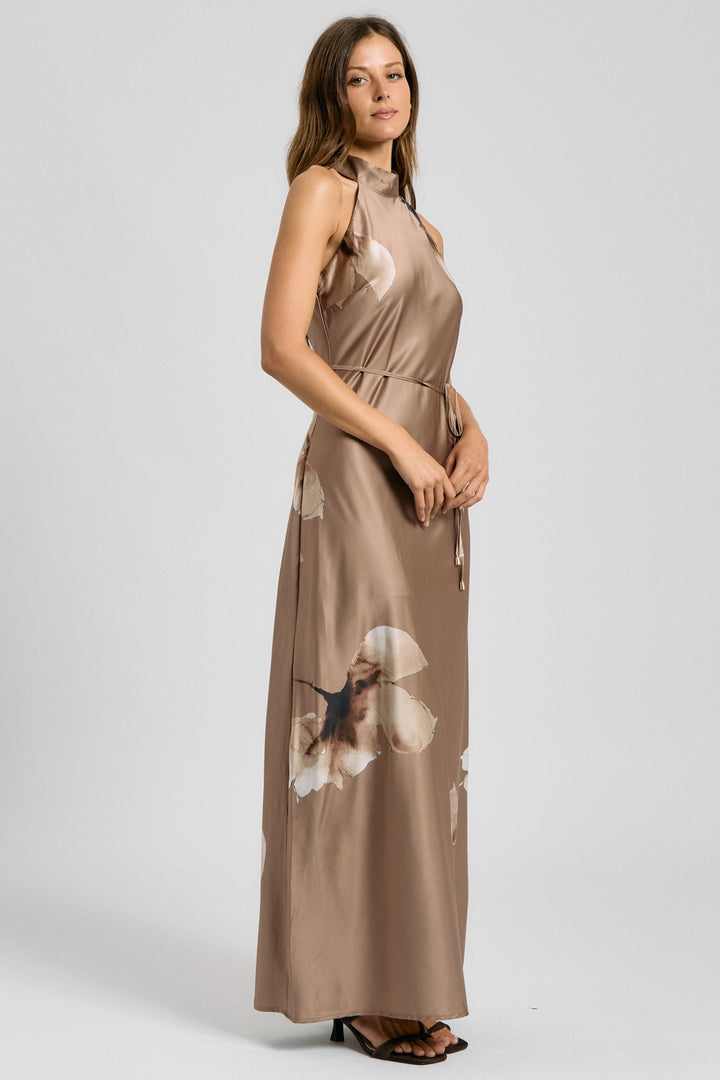 FLORAL HALTER NECK MAXI DRESS