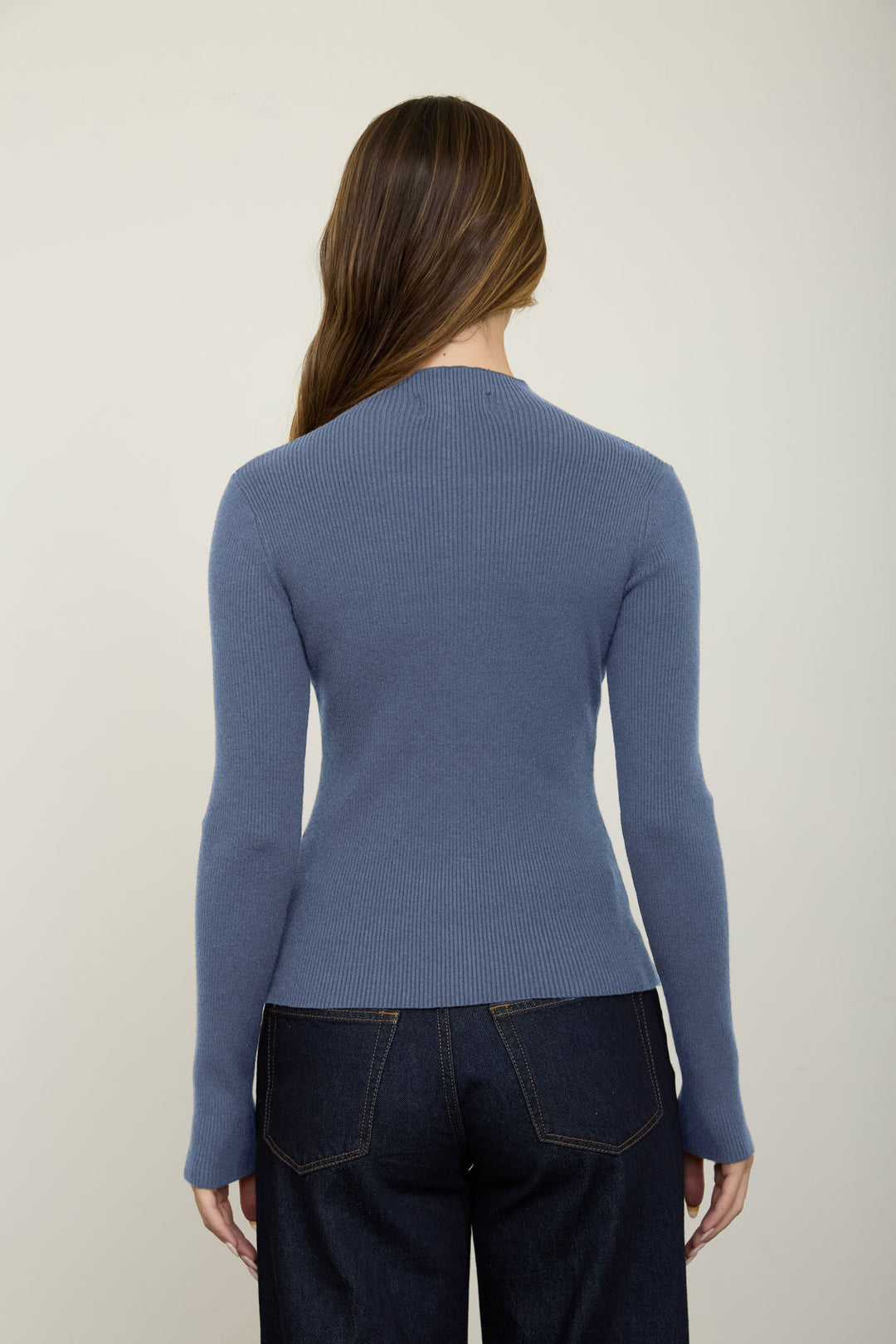 MOCK NECK SCALLOPED BUTTON KNIT CARDIGAN