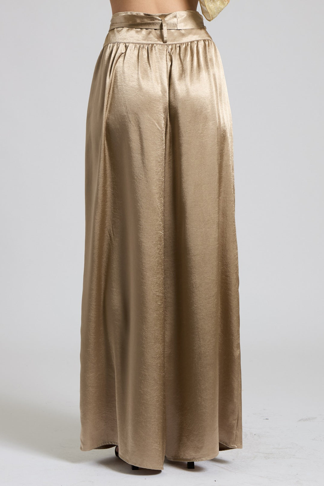 SATIN PAPERBAG WIDE LEG PANTS