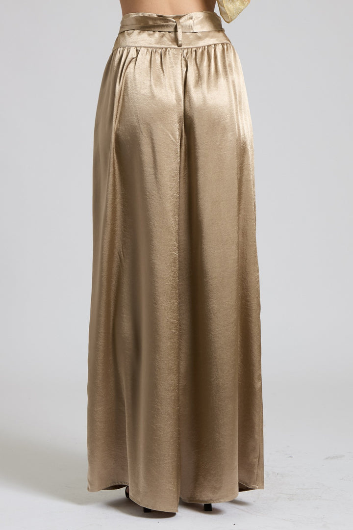SATIN PAPERBAG WIDE LEG PANTS