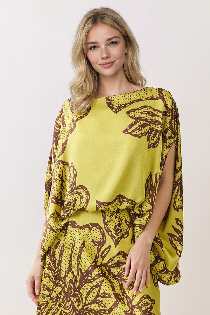 CHANTILLY SATIN BOAT NECK CAFTAN TOP
