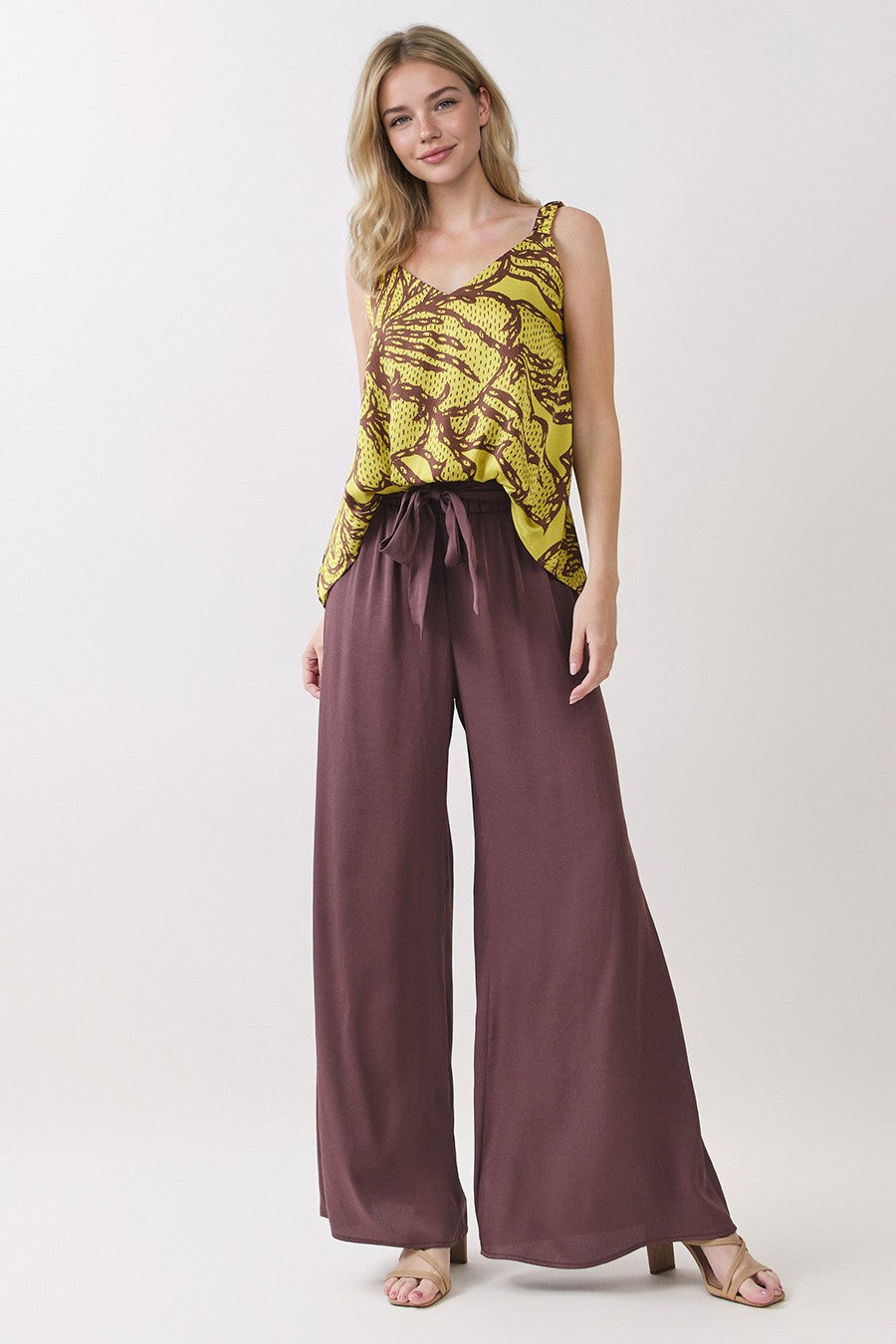 CHANTILLY SATIN ELASTIC V-NECK TANK