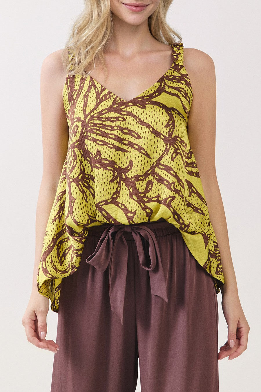 CHANTILLY SATIN ELASTIC V-NECK TANK