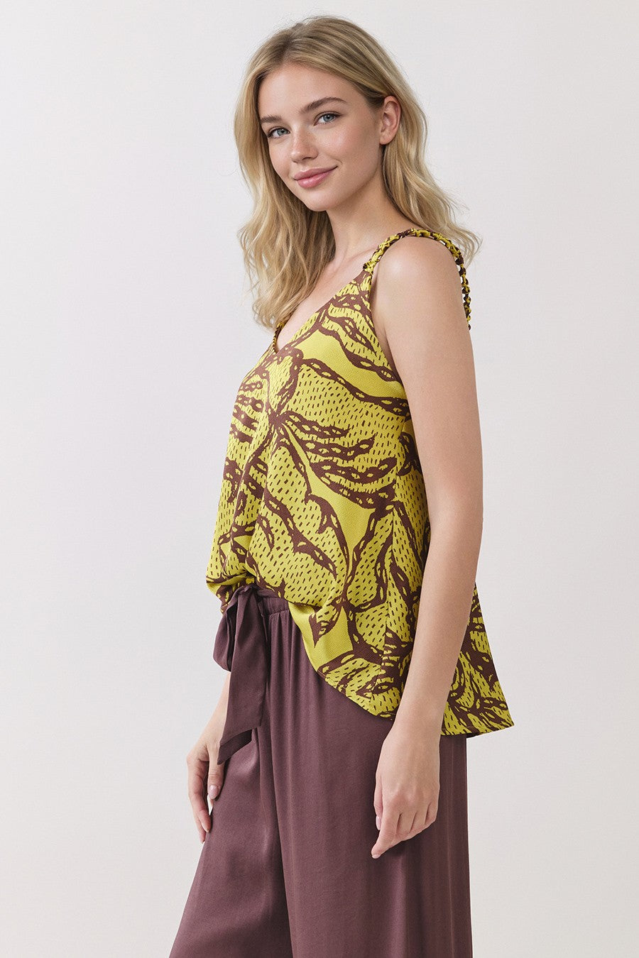 CHANTILLY SATIN ELASTIC V-NECK TANK