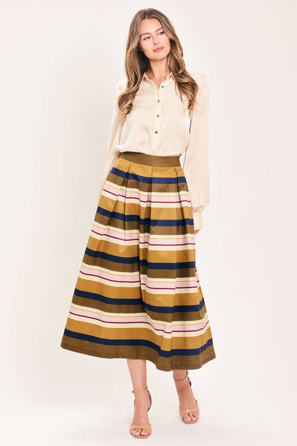 PRINTED WOVEN FULL MIDI SKIRT