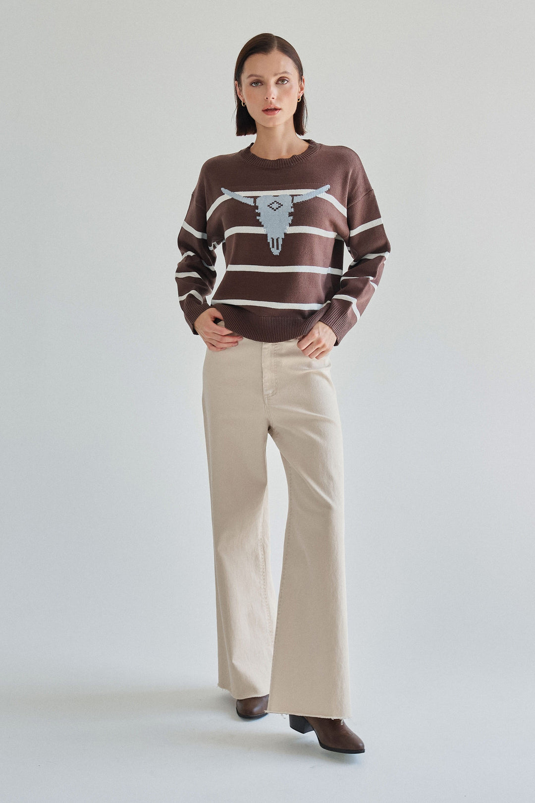 BULL HEAD STRIPE SWEATER TOP