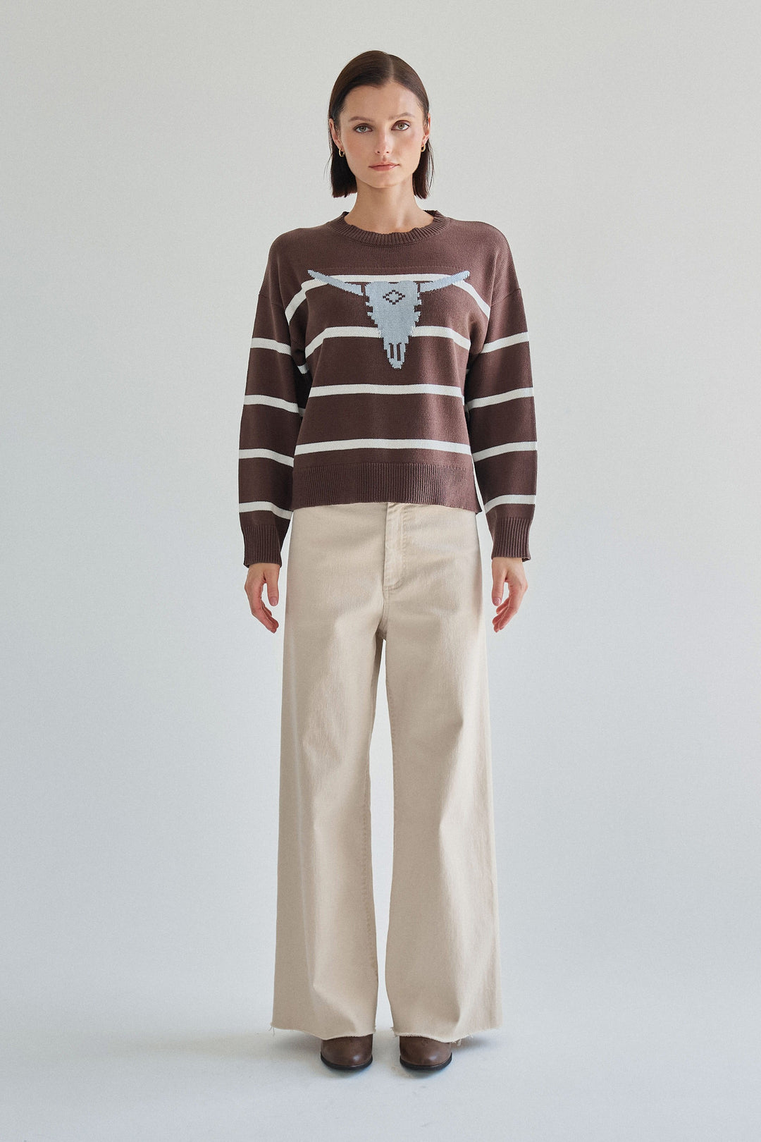 BULL HEAD STRIPE SWEATER TOP