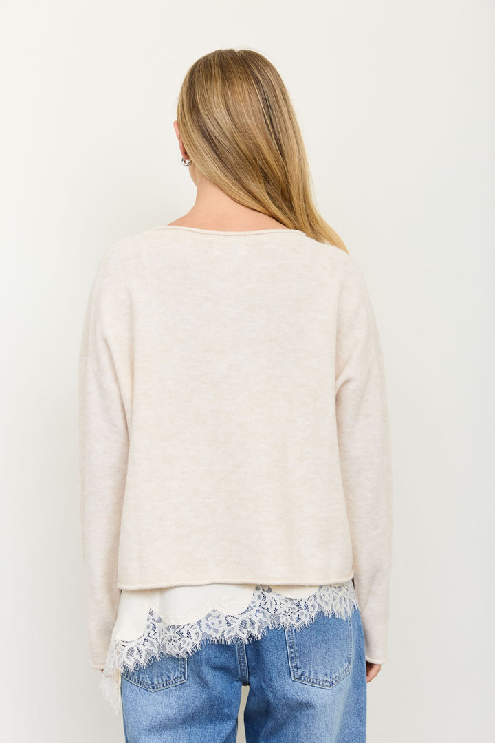 CENTER SEAM ROLLED NECK KNIT SWEATER