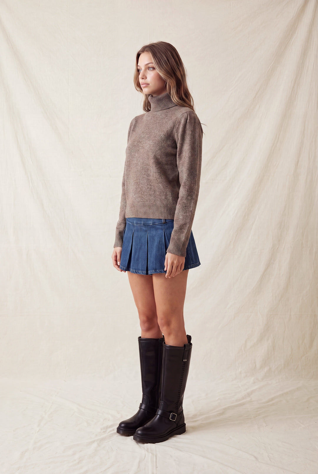 TURTLE NECK LONG SLEEVE SWEATER TOP