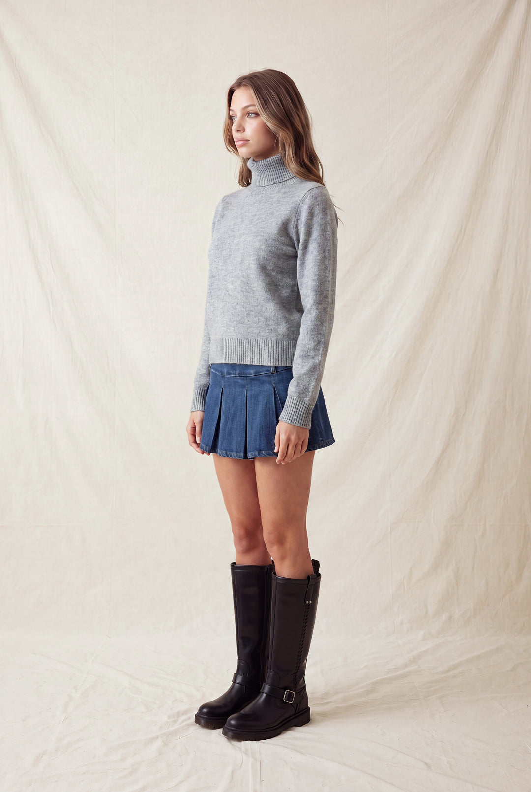 TURTLE NECK LONG SLEEVE SWEATER TOP