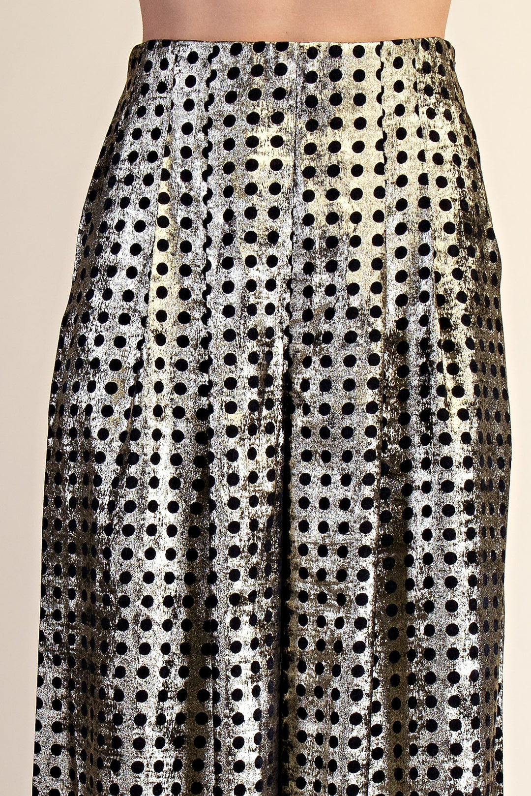 POLKA DOT PLEATED HIGH WAISTED WIDE PANTS