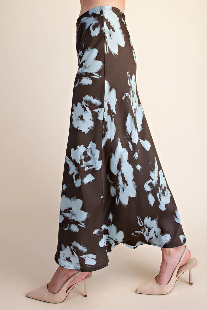 SATIN MIDI SKIRT WITH WAIST ELASTIC BAND