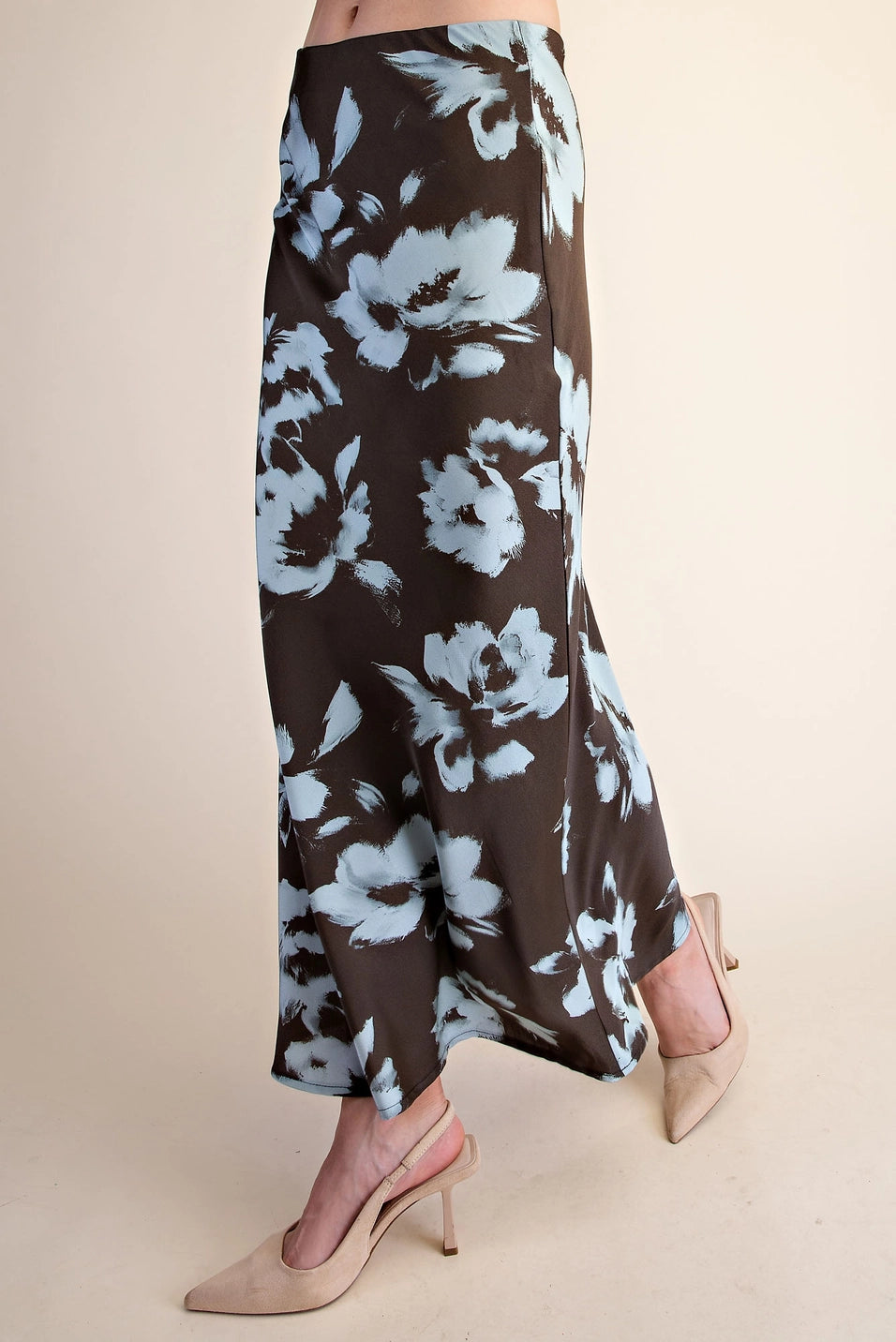 SATIN MIDI SKIRT WITH WAIST ELASTIC BAND