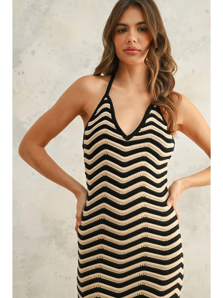 COLOR COMBO KNITTED DRESS