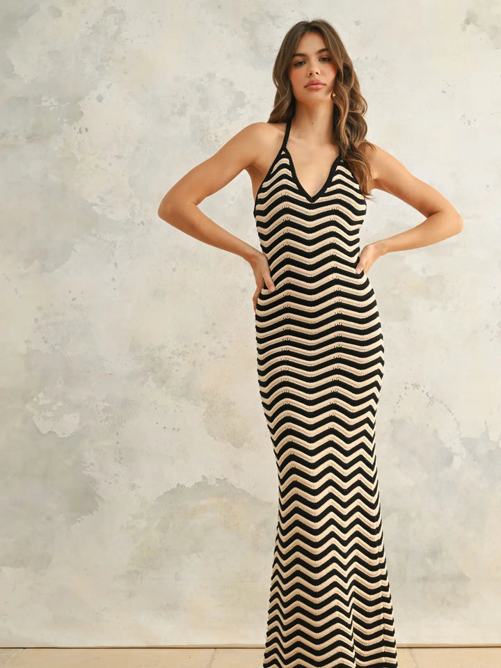 COLOR COMBO KNITTED DRESS