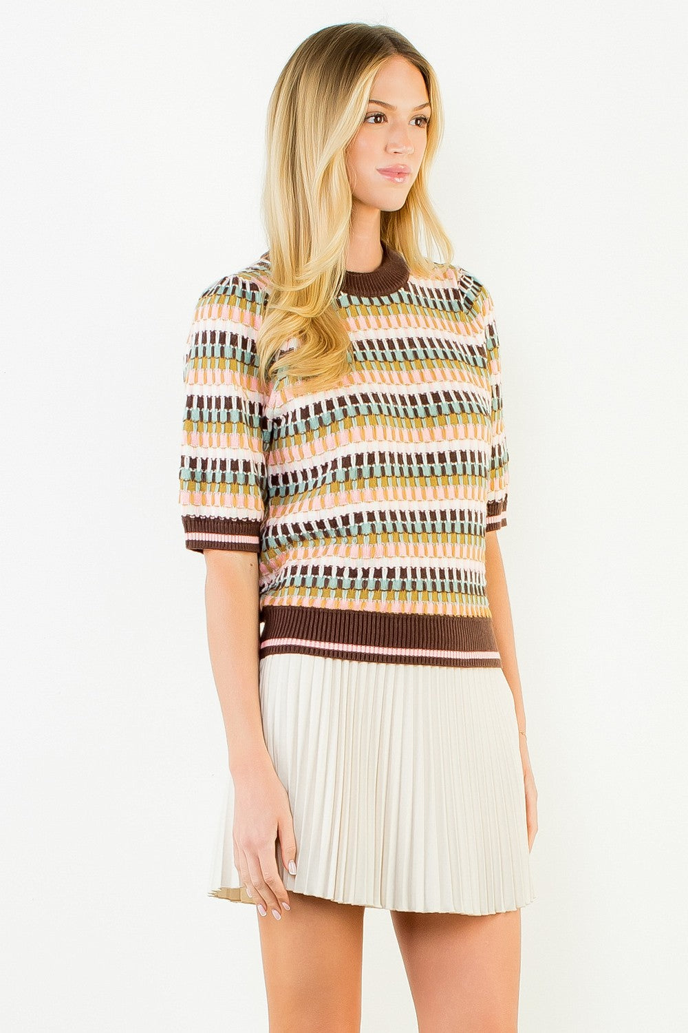 MULTI COLOR STRIPED KNIT TOP