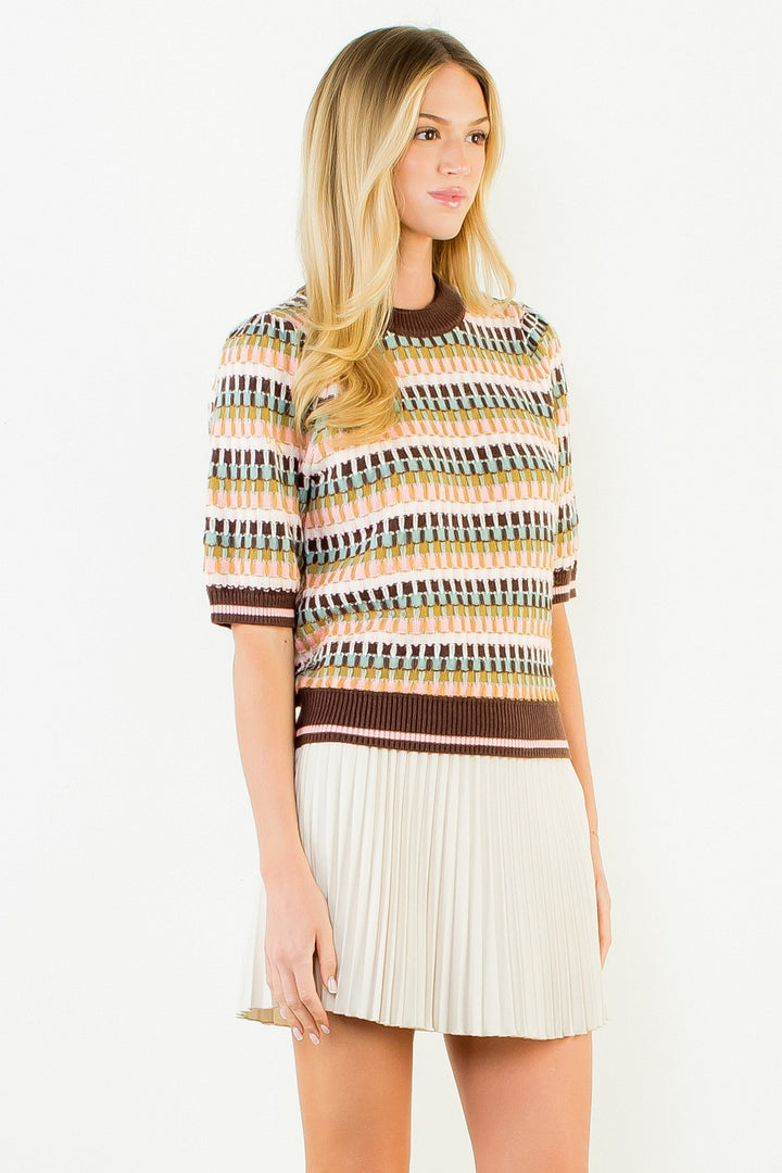 MULTI COLOR STRIPED KNIT TOP