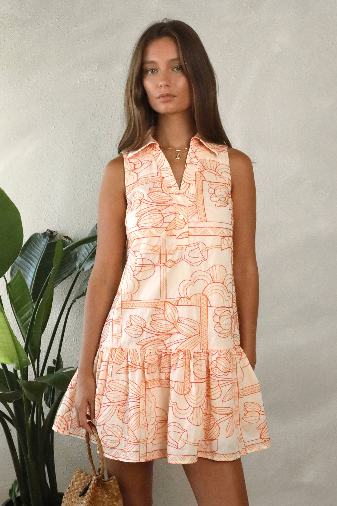 Gemma Embroidery Mini Shirt Dress