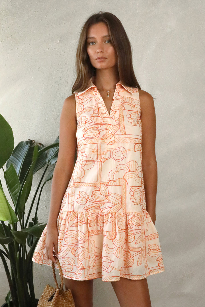 Gemma Embroidery Mini Shirt Dress