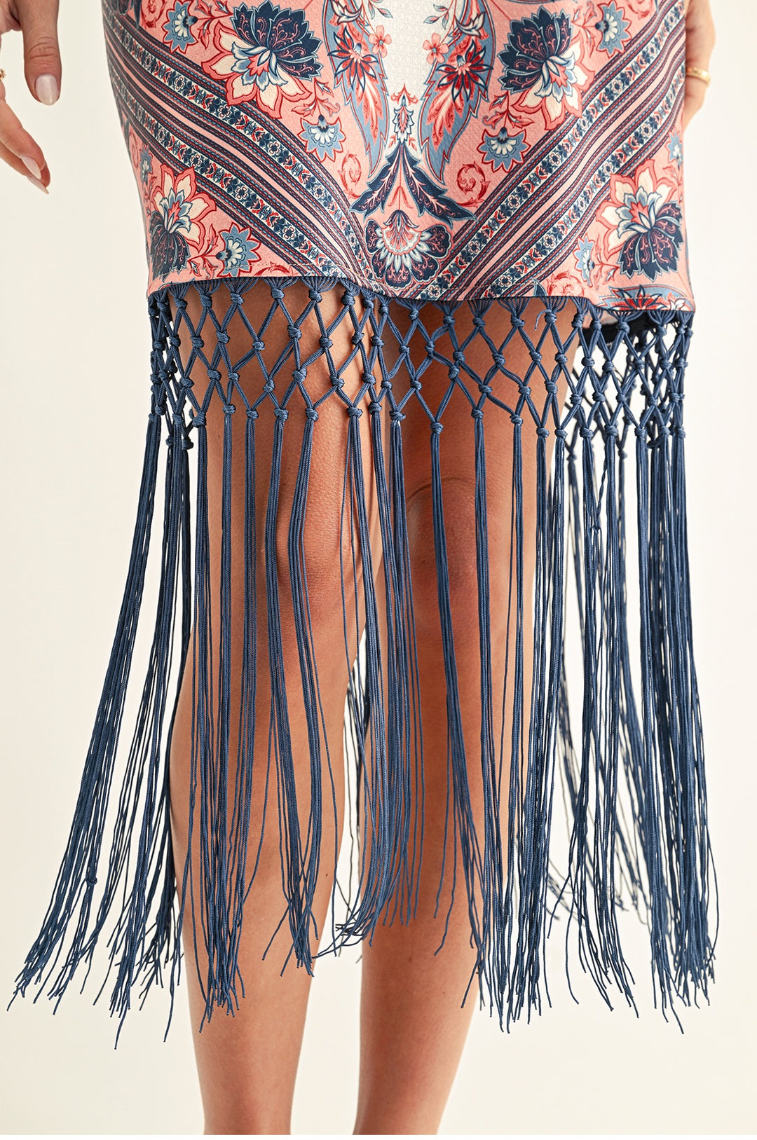 MORGAN BIAS MIDI DRESS WITH FRINGE HEM