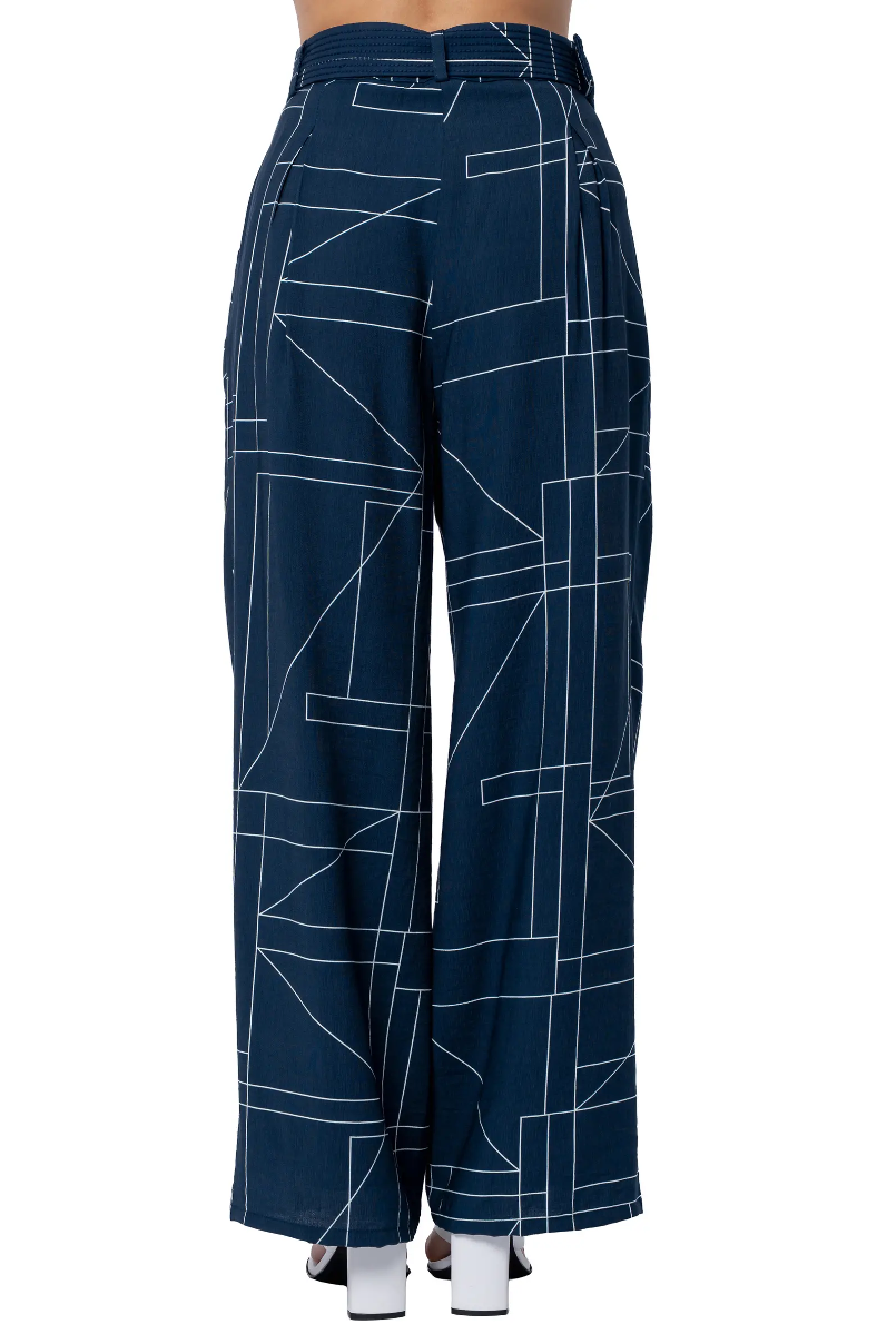 SYDNEY TOP-STITCHED WIDE LEG PANTS