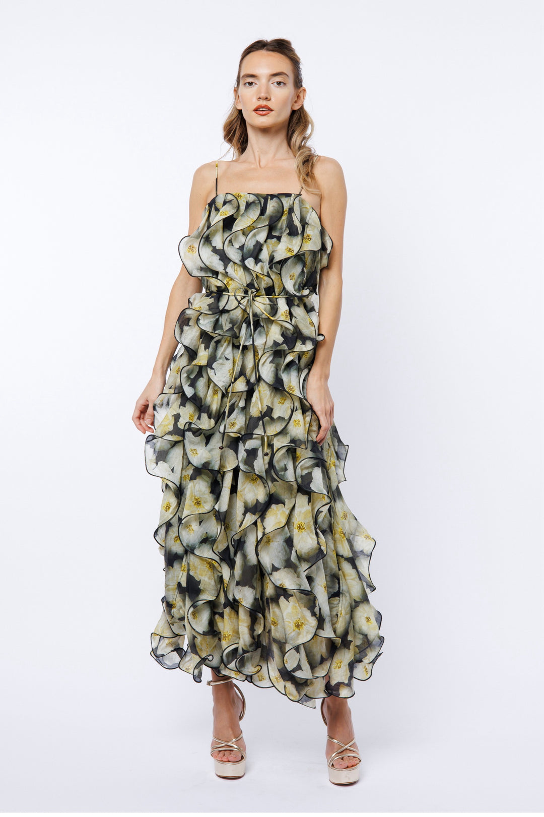 IRINA RUFFLED MIDI DRESS