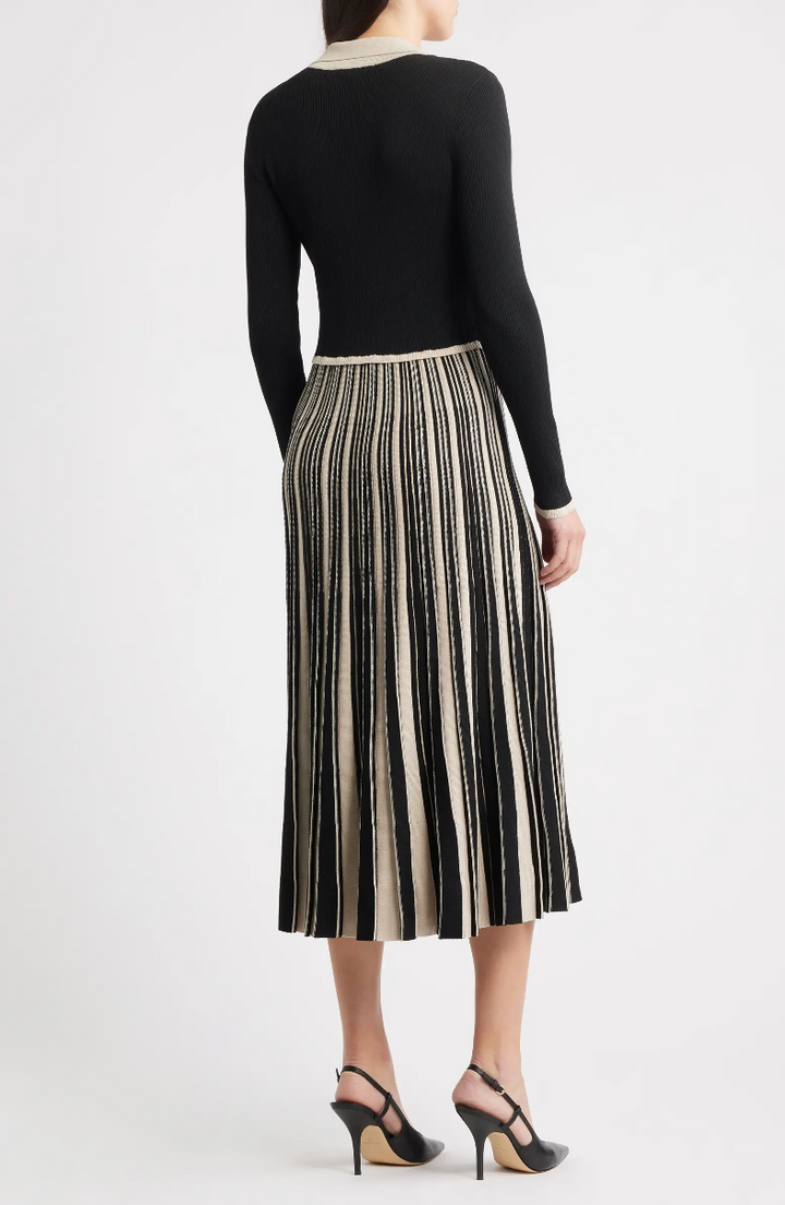 LONG SLEEVE V-NECK SWEATER DRESS