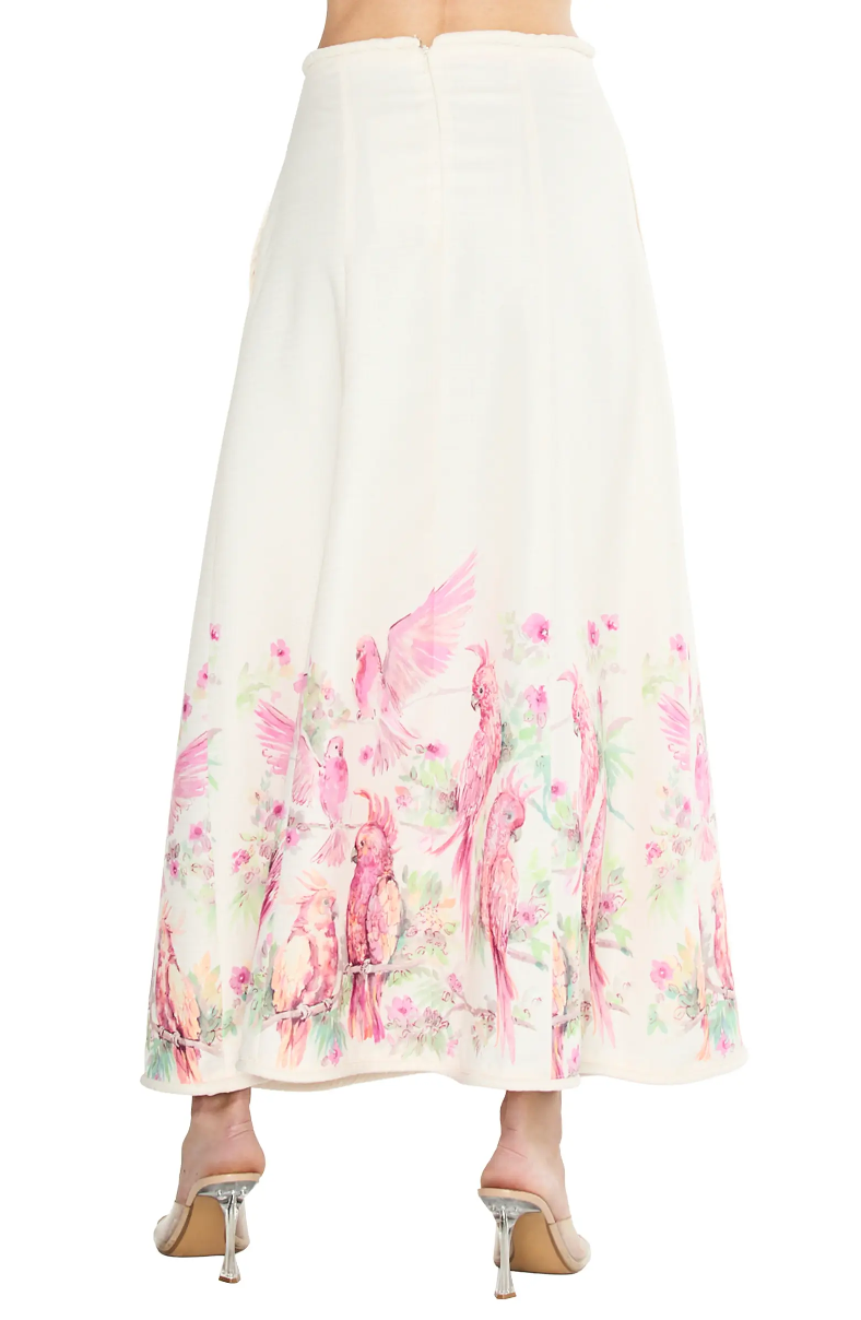 TALLIS BIRD PRINT MAXI SKIRT