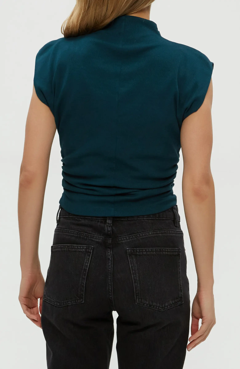 AMARA MOCK NECK POWER SHOULDER TOP