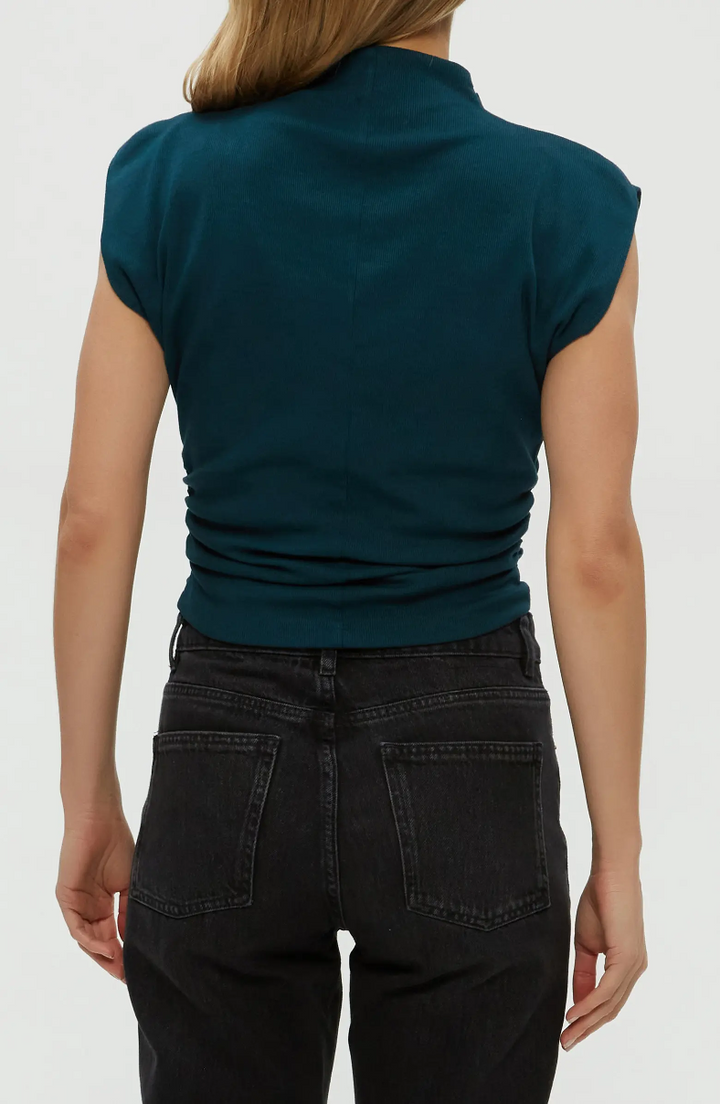 AMARA MOCK NECK POWER SHOULDER TOP