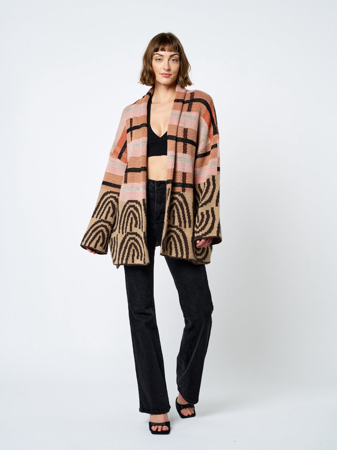IRENE ABSTRACT PRINT KNIT CARDIGAN