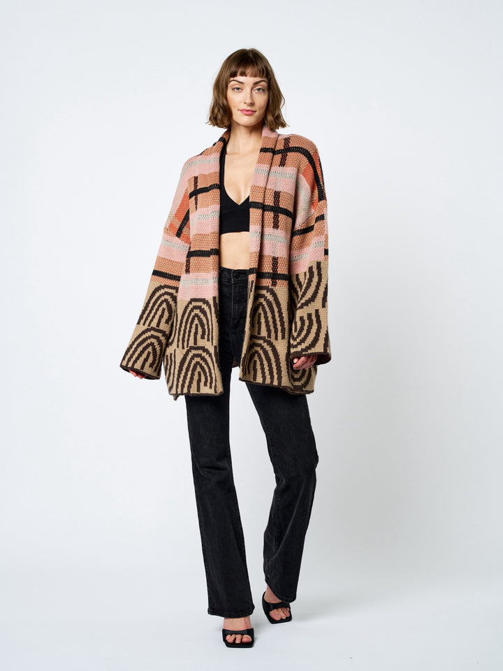 IRENE ABSTRACT PRINT KNIT CARDIGAN