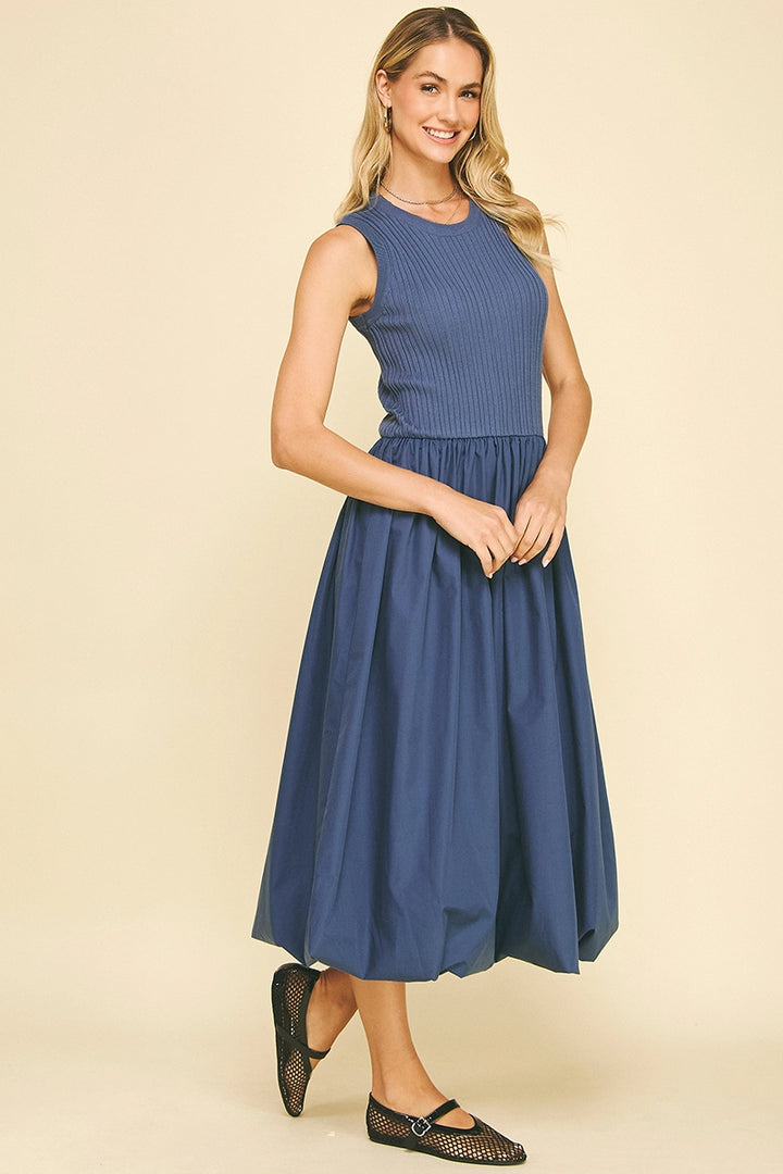 BUBBLE HEM MIDI DRESS