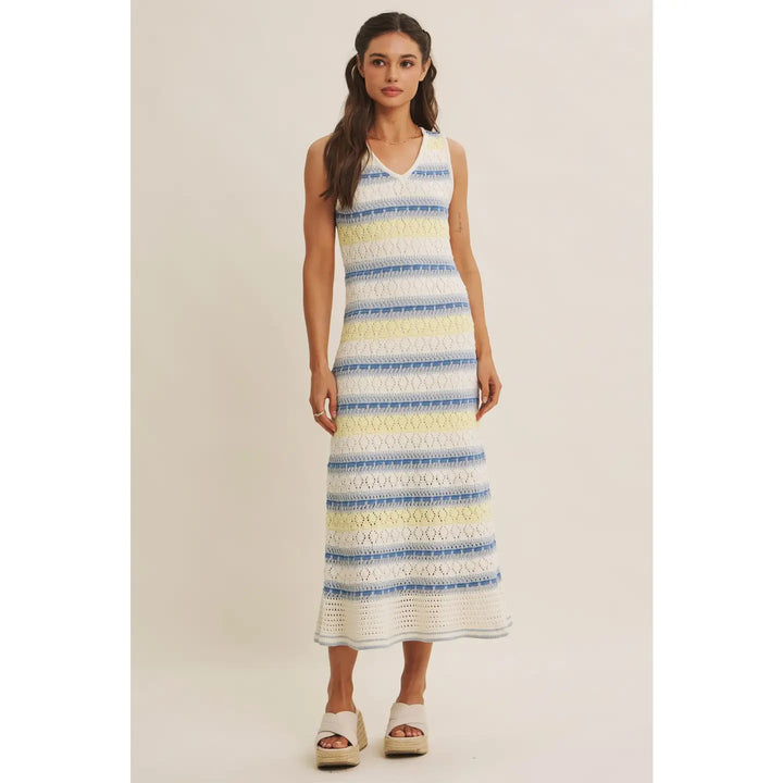 RETRO-INSPIRED CROCHET SWEATER MIDI DRESS