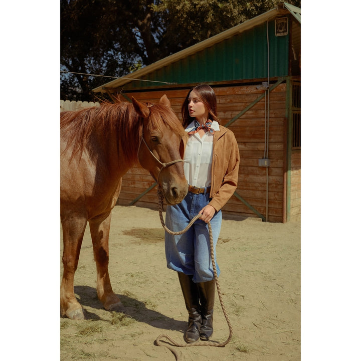 COLLAR SUEDE SNAP JACKET