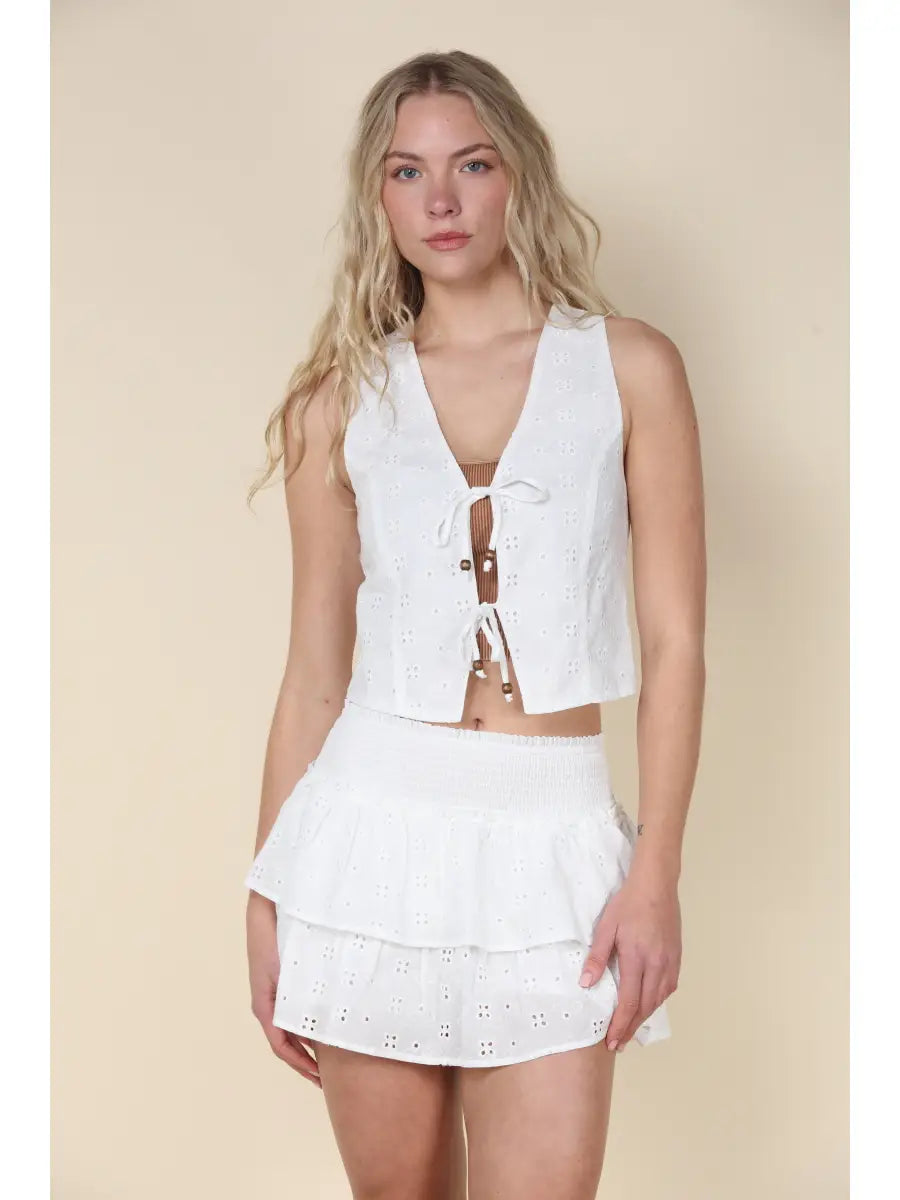 COTTON EYELET VEST