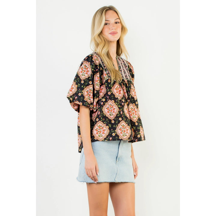PUFF SLEEVE BABYDOLL FLORAL TOP