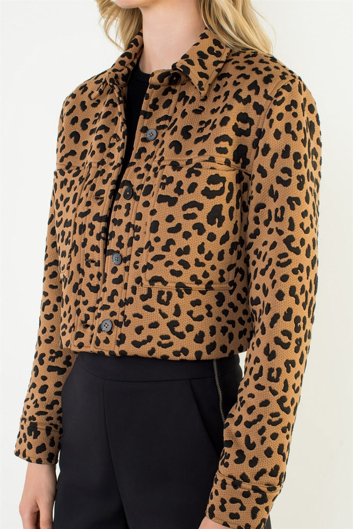CHEETAH PRINT CROPPED JACKET