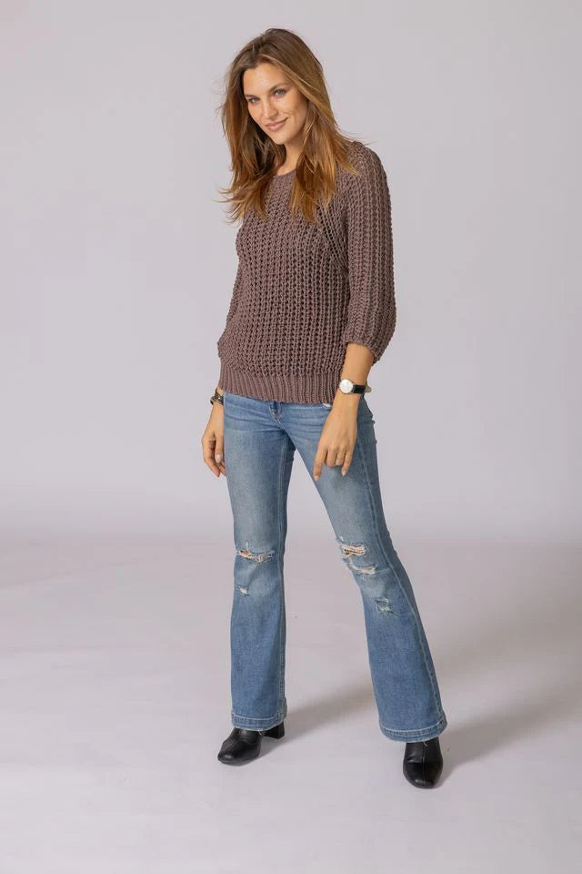 TARA 3/4 SLEEVE CHUNKY CREW