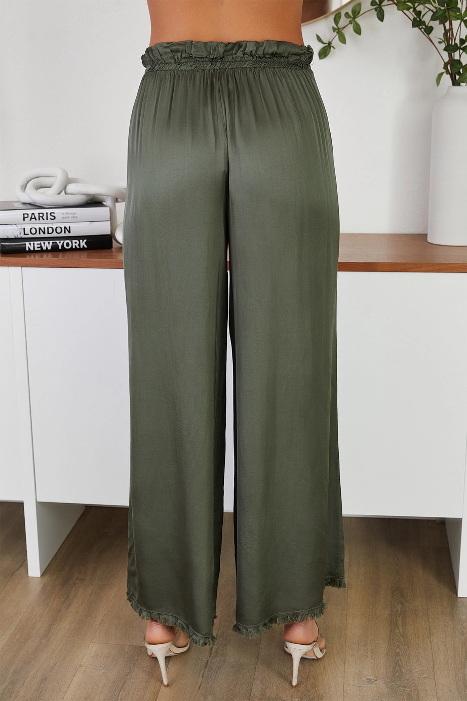 VISCOSE DRAWSTRING WAIST PALAZZO PANT