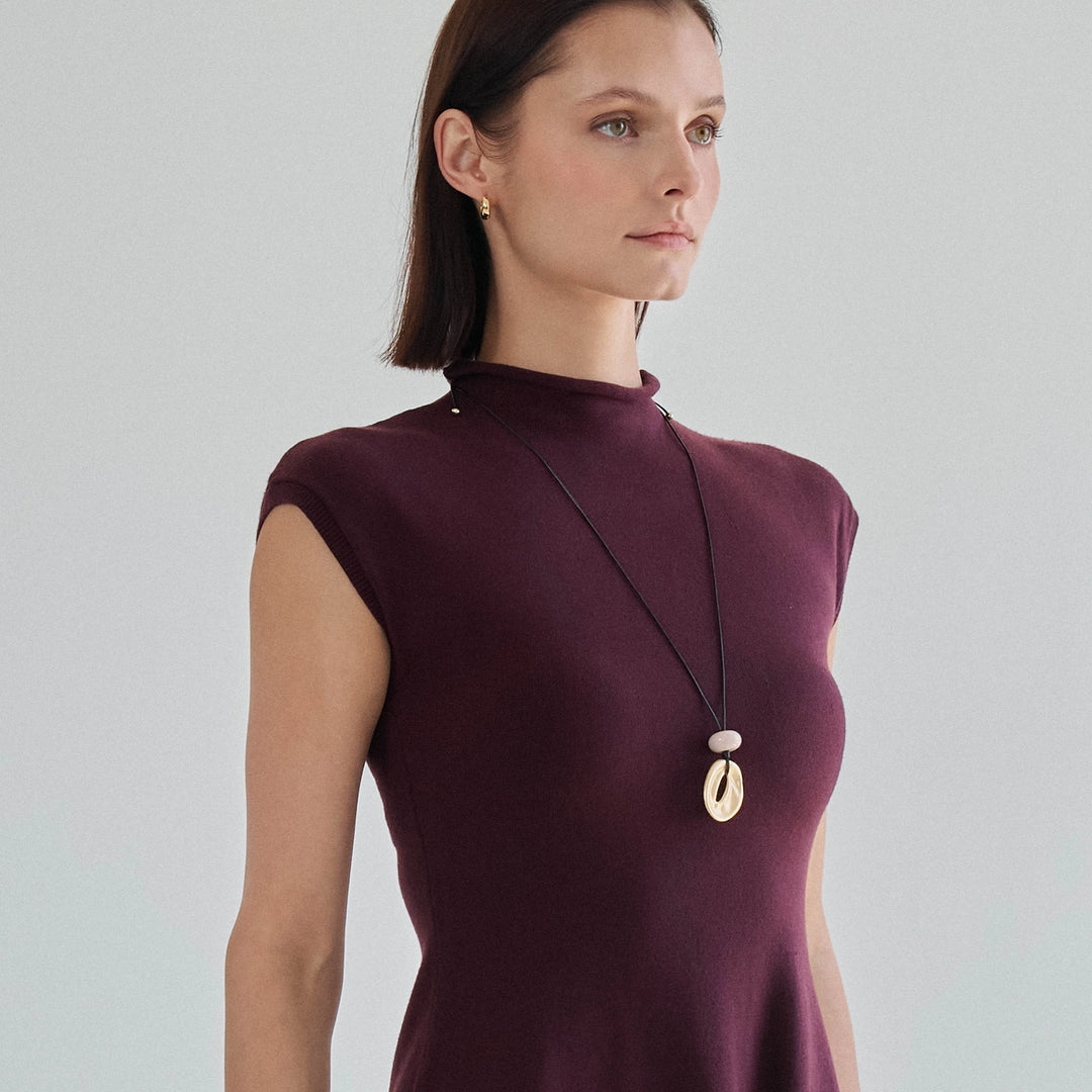 MOCK NECK FIT &amp; FLARE MINI SWEATER DRESS